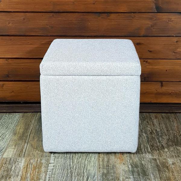 Пуфик с ящиком для хранения квадратный из натуральной Рогожки